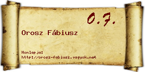 Orosz Fábiusz névjegykártya
